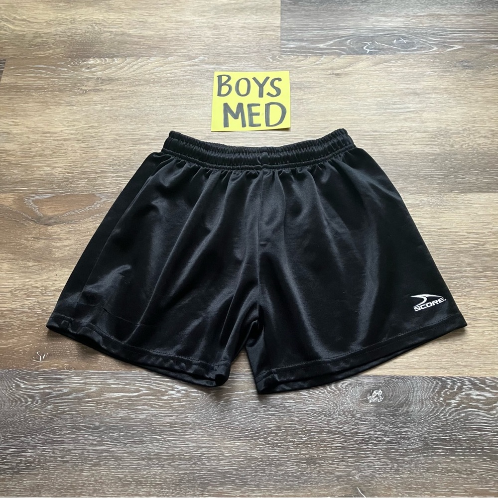 Boys Size Med Score Black Soccer Shorts